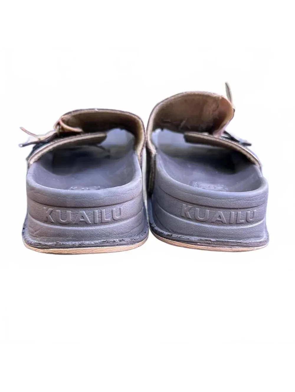 Kuailu Men's Beige and Brown Suede Adjustable Strap Sandals - Size Other